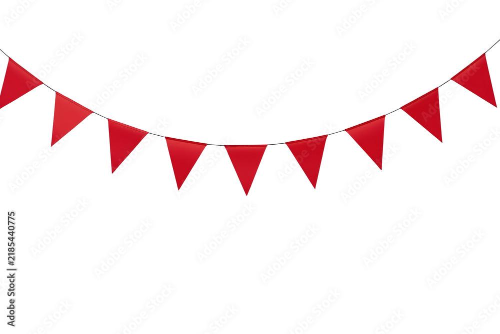 Fototapeta premium Curved red triangular bunting banner