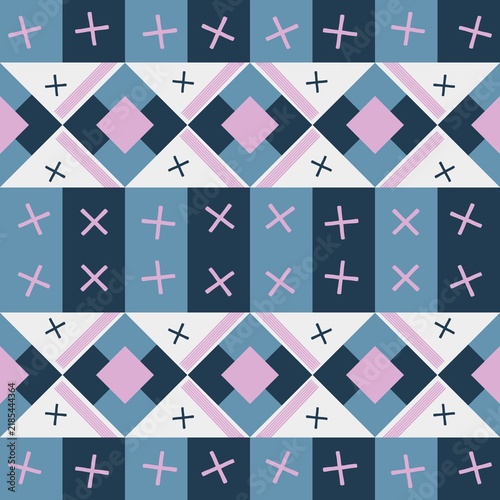 Cuadro en lienzo Abstract geometric grid pattern with cross symbols and diamond shape