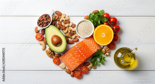 Heart healthy foods arrangement a vibrant display of wellness and nutrition