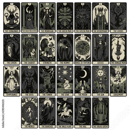 Quadro su tela Dark Fantasy Tarot Card Illustrations for Mystical and Esoteric Use
