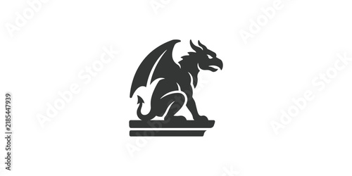 Minimalist silhouette icon of a sitting gargoyle statue.