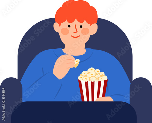 People Watching Movie in Cinema Theater Flat Vector Illustration