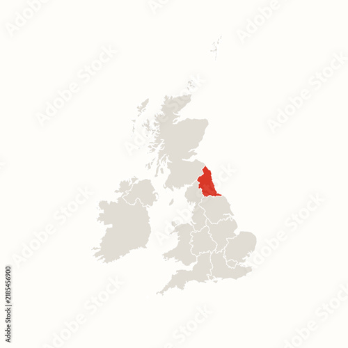 North East Highlighted in Red on United Kingdom and Ireland Map