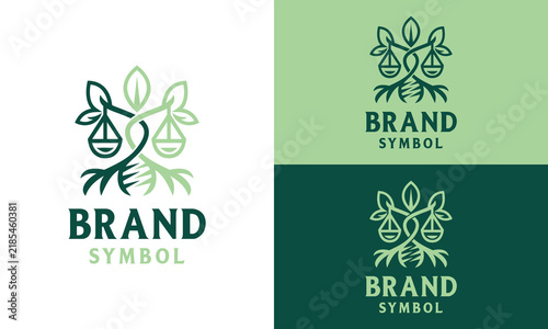 The justice logo of leaves with strong and sturdy roots symbolizes balance and strength for your business or company.