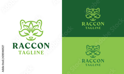 A cool logo featuring a raccoon head and leaves in a simple and modern style, perfect for your mascot or brand.