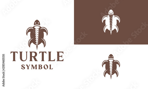 Turtle and nail logo with flat, simple and abstract style for your brand or business