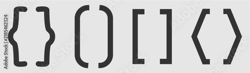 Foto Set of bracket symbols including curly braces, parentheses, square brackets, and angle brackets for coding and typography design