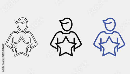 Talent human icon set, best employee award and superstar profile line symbols on white background with editable stroke vector