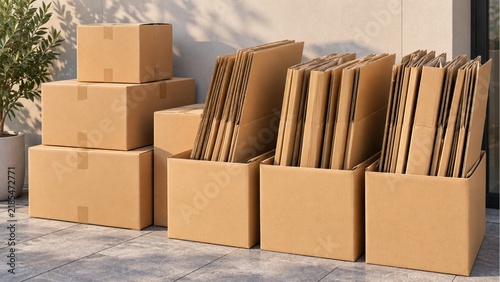 Cardboard Shipping Boxes and Packing Supplies in Small Business Store