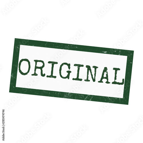 Green original rubber stamp impression with a distressed grungy texture, ideal for authentic product labeling