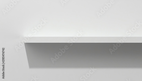 Empty white shop shelf, retail shelf on white vintage background