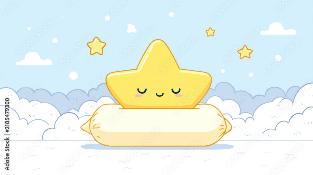 Naklejka premium Cute star resting on a pillow