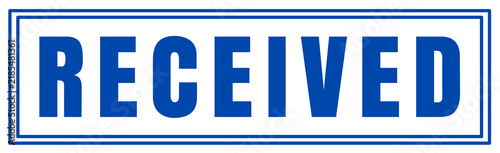 Bold blue uppercase RECEIVED text inside double-line blue rectangular border, fully transparent background and interior