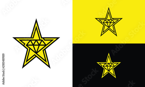 Cool diamond star line vector logo with modern and geometric style for your brand