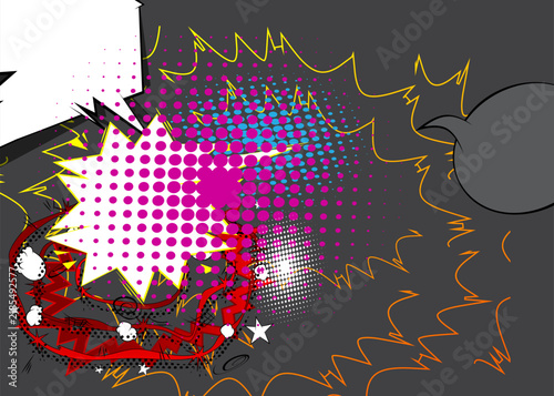 Cartoon background, awesome comic book backdrop. Cool retro vector comics pop art design.