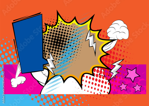 Cartoon background, awesome comic book backdrop. Cool retro vector comics pop art design.