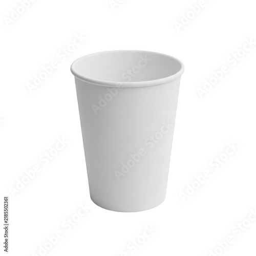 Blank white paper cup for coffee or tea isolated on a white background