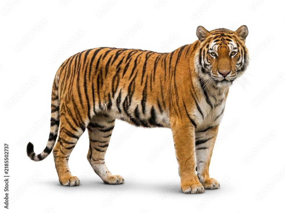 Fototapeta premium Regal Bengal Tiger on White Background