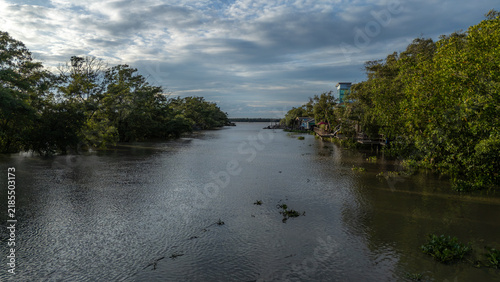 The river is lined with mangrove forests on both banks.