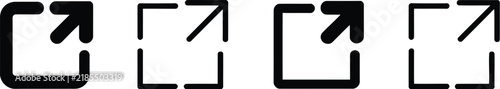 Photography External link icon set, outgoing link symbols for websites, web navigation, hyperlinks, internet connectivity, user interface, and vector design