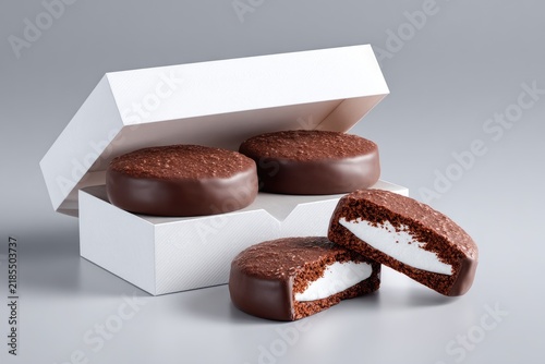 Chocolate sandwich cookies in white box (1)