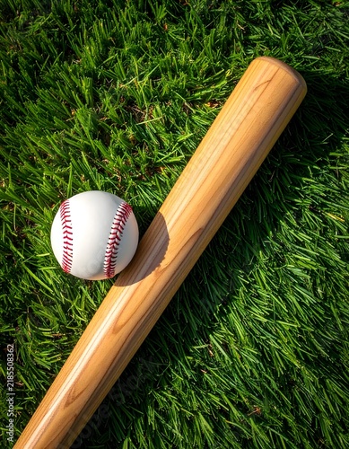 baseball bat and ball on green grass
