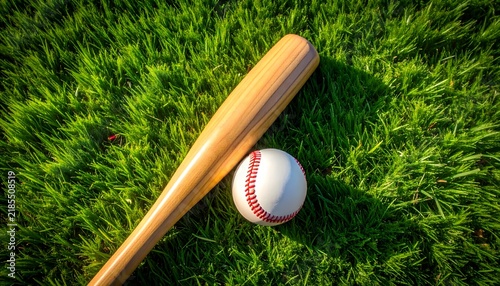 baseball bat and ball on green grass