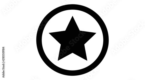Vector illustration of black star icon inside a circle on a transparent background