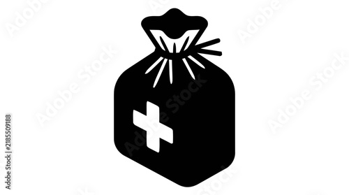 Vector illustration of medical bag icon with cross symbol on a transparent background