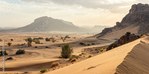 Sahara Desert with vast golden dunes