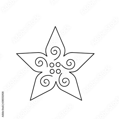 Stylized Star Shape with Swirls and Circles