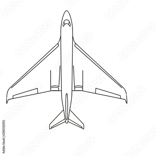 Top view outline of a jet airplane