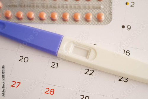 Obraz na płótnie Pregnancy test for female of ovulation day, fetus, maternity, childbirth, birth control