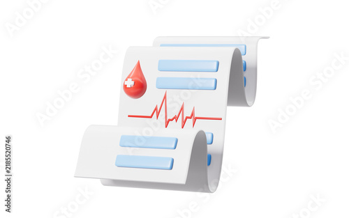 Cartoon blood test report, 3d rendering.