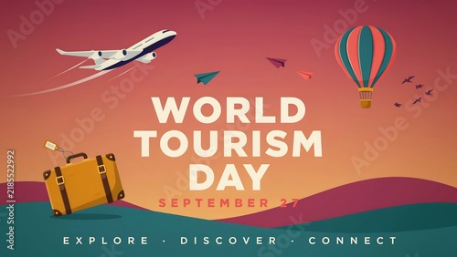 World tourism day colorful pixel art illustration