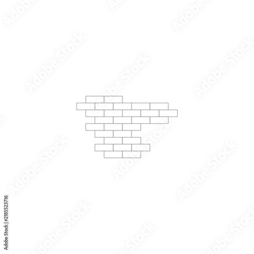 Minimalist line art illustration of an incomplete brick wall section, featuring clean black contours on a solid white background.