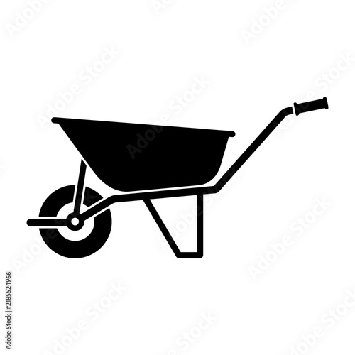 Black wheelbarrow icon simple silhouette graphic symbol