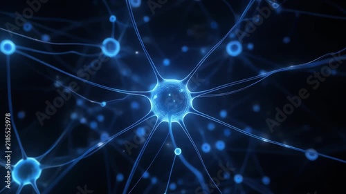 Microscopic view of glowing neural network and brain cells transmitting signals in human nervous system