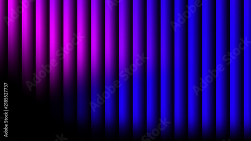 Abstract futuristic neon background with vertical glowing purple and blue stripes and shadows