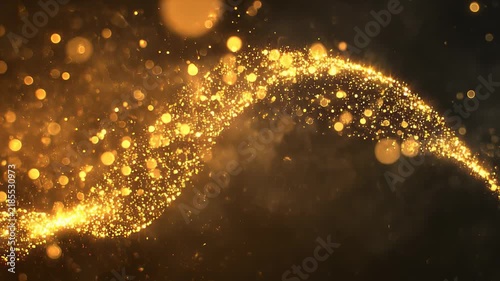 Golden Glitter Particles Flowing in Dark Space 4K
