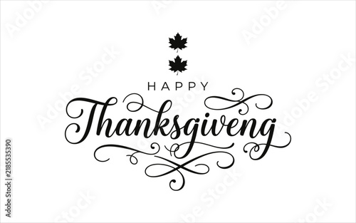 Elegant Thanksgiving Greeting Card with Script Text and Decorative Elements