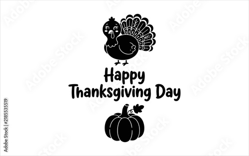 Happy Thanksgiving Day Greeting Card with Floral Pumpkin Illustration