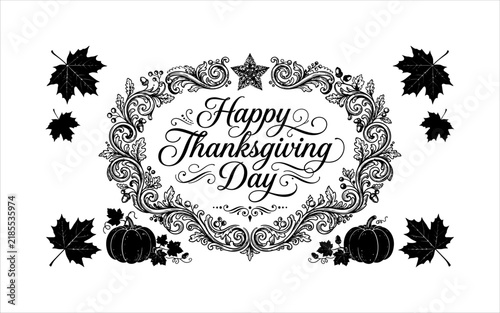 Elegant Thanksgiving Day greeting card with floral design and message
