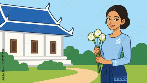 Happy Pchum Ben Day, Khmer Vector 07