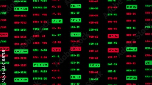 Ticker Scrolling Red Green Stock Market Price Data Background Loop
