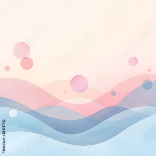 Soft Abstract Pastel Circles with Flowing Waves on Light Modern Background Design