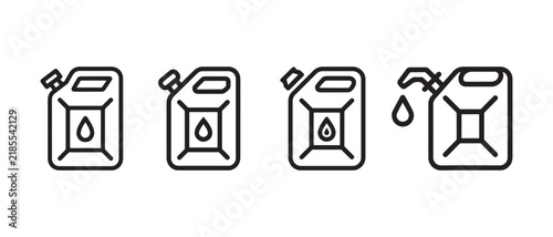 Fuel Can and Gasoline Container Icon in Minimal Outline Vector Style.