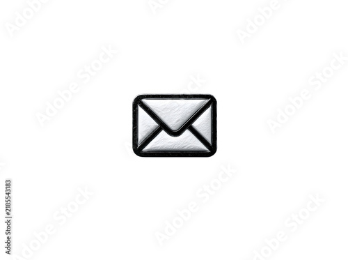 Metallic Email Icon on Black Background for Digital Use