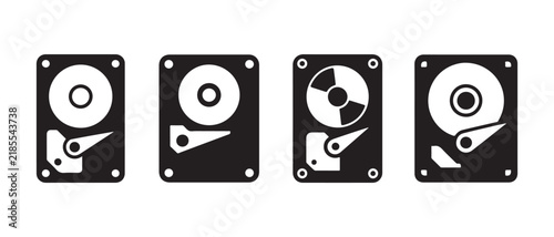 Hard Drive Data Storage Technology Outline Icon Collection.