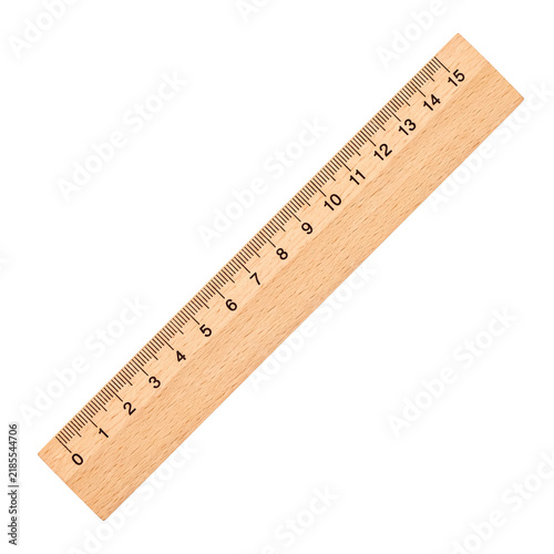 Foto A classic wooden ruler, precisely marked with centimeters and inches